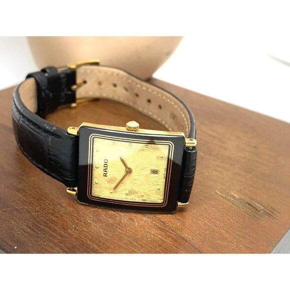 Rado Women\'s Watch 160.0381.3 Diastar Swiss Quartz Gold Black Leather Tank 24mm main image 11